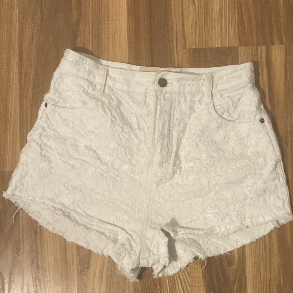 Free People High Waist White Lace Shorts